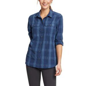 NEW (w/o Tags) Eddie Bauer Outdoor Long-Sleeve Shirt, Blue Plaid, Size S Regular